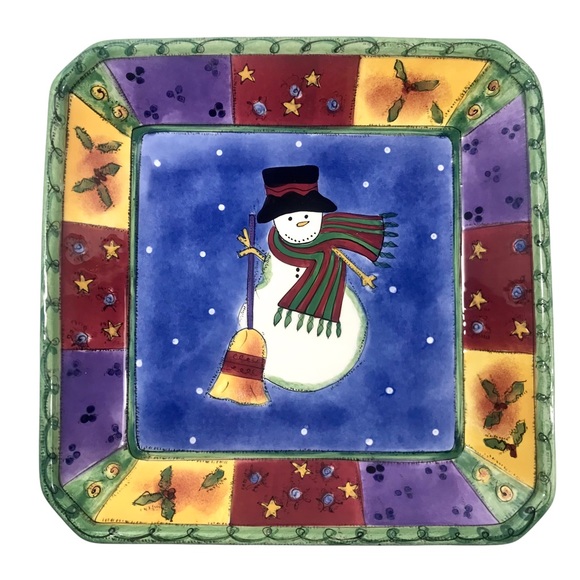 SANGO Sweet Shoppe Christmas Snowman by Sue Zipkin Square Candy Dish #0996-97 - Picture 1 of 8